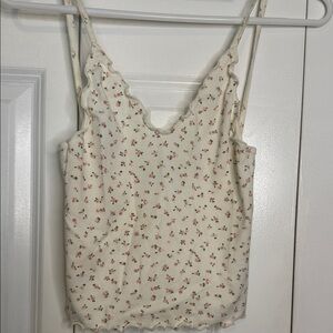 Brandy Melville Cream Floral Camisole